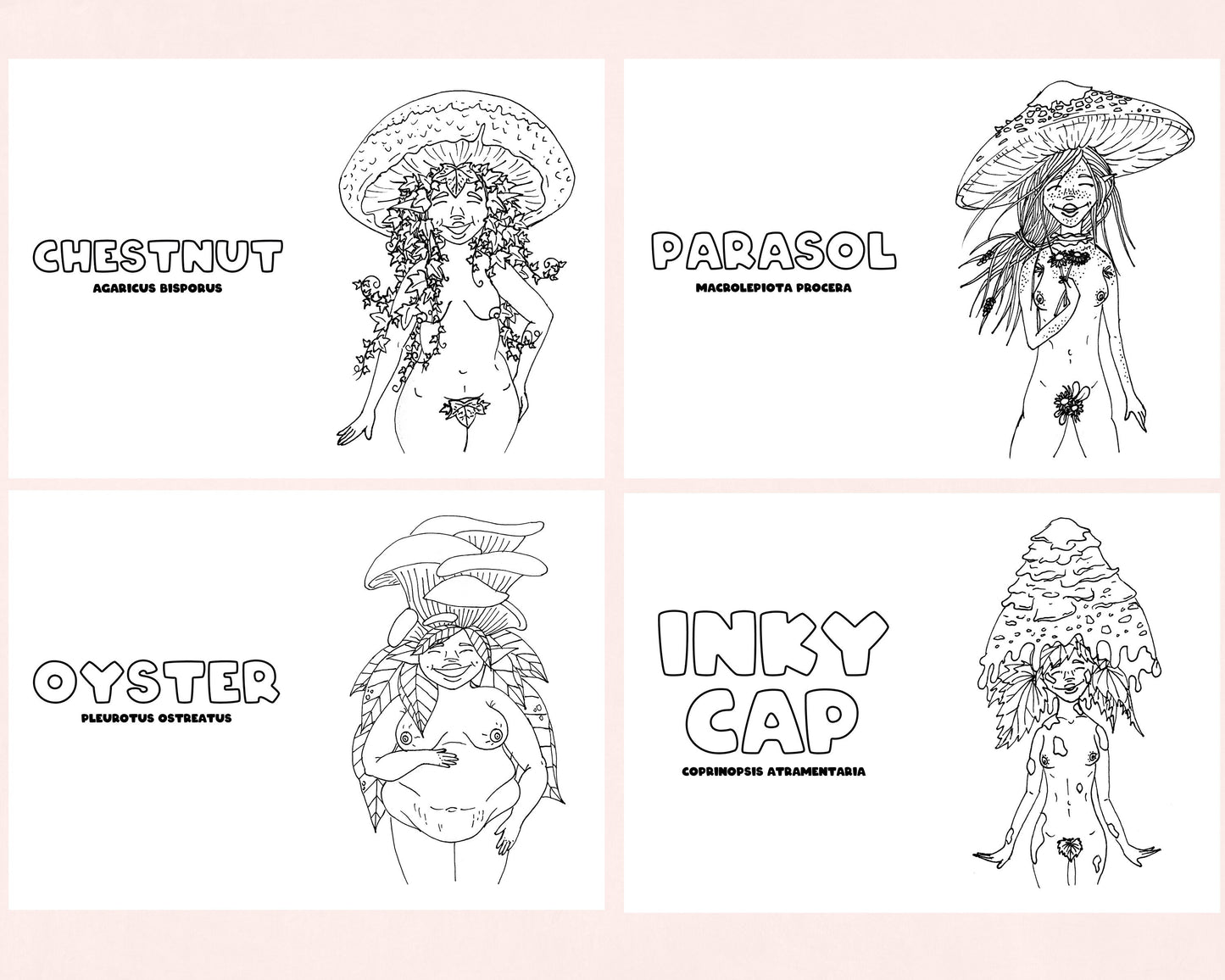 The Mushroom Babes 12 Digital Colouring Sheets