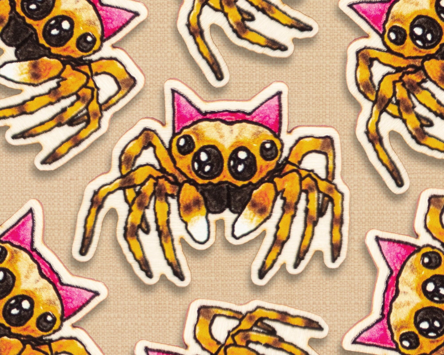 Jumping Spider Wooden Pin Badge