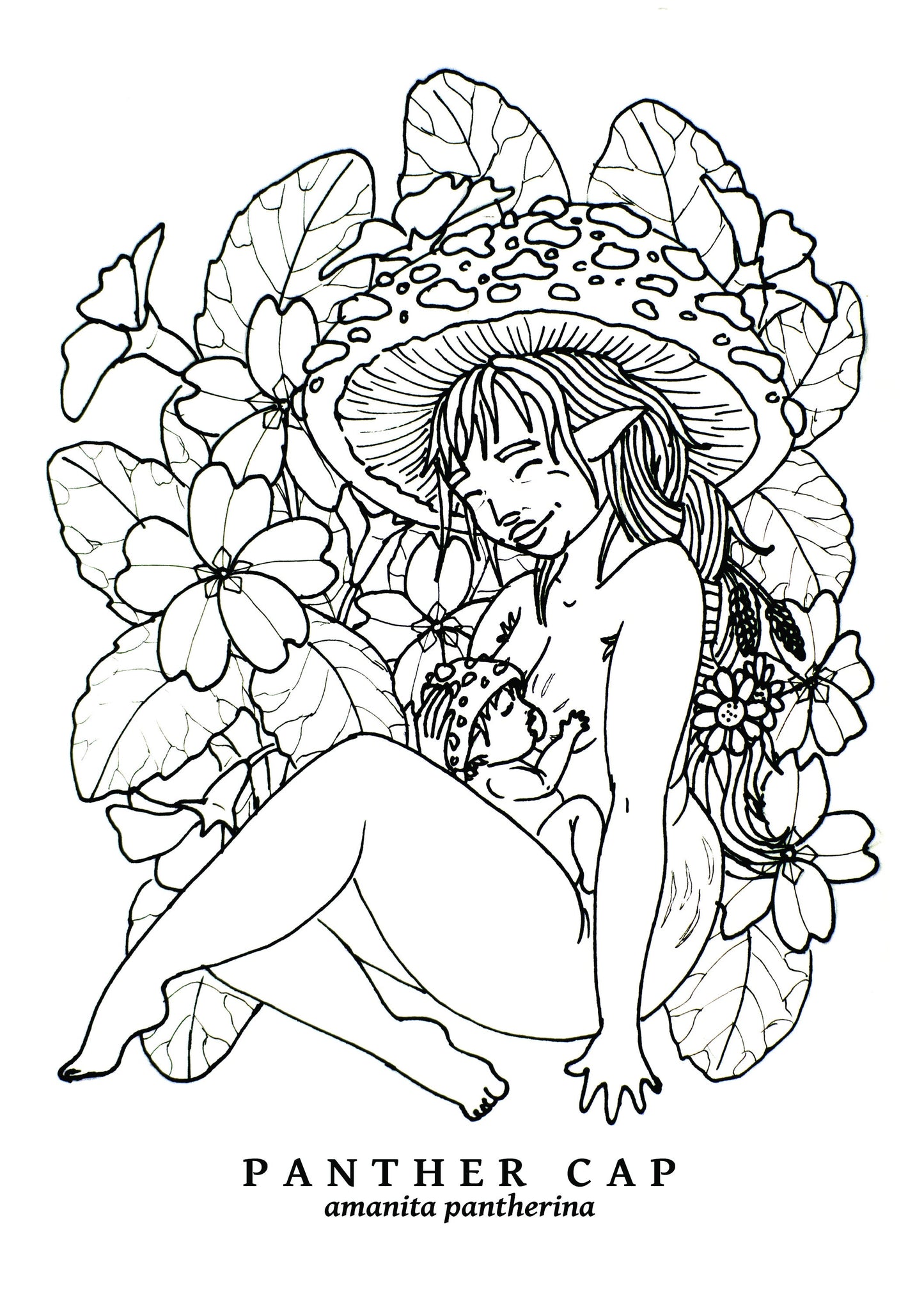 Breastfeeding Mushroom Babes Digital Coloring Pages